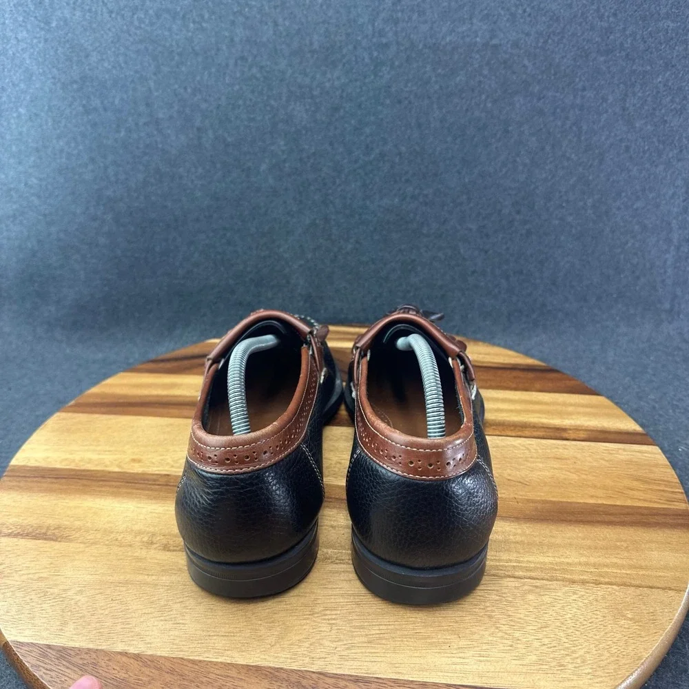 GH Bass Weejuns Michael Mens 10.5 Black Brown Leather Kiltie Tasseled Loafers